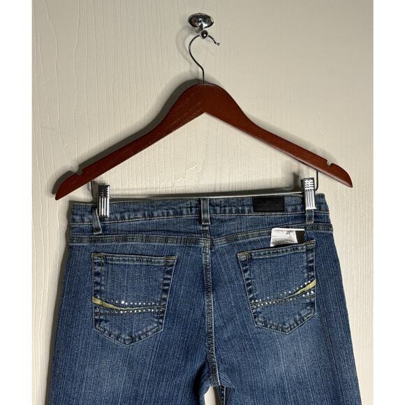 Danesi Flare Jeans Dark Wash Rhinestone Size 11/12 Mid Rise Bedazzled - Picture 5 of 11